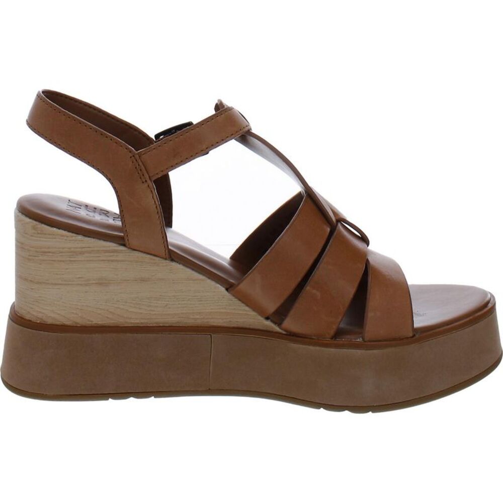 Naturalizer Womens Barrett Brown Leather Strappy Buckle Wedge Sandals NWT - Picture 2 of 3